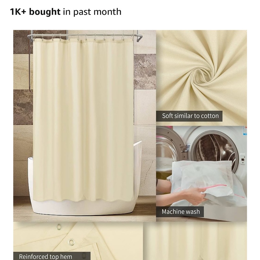 2 Elegant Cream Shower cloth liner